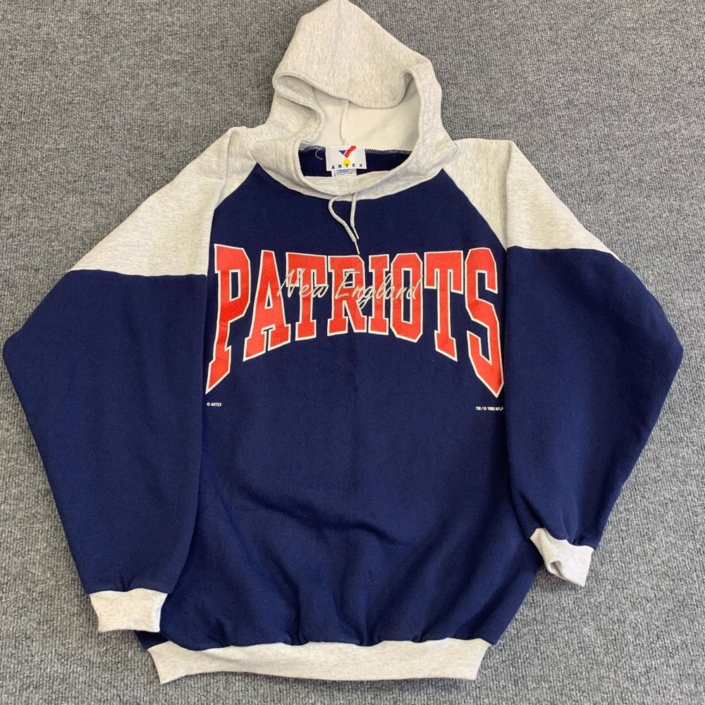 Vintage 1993 New England Patriots Spell Out Colour-block Hoodie